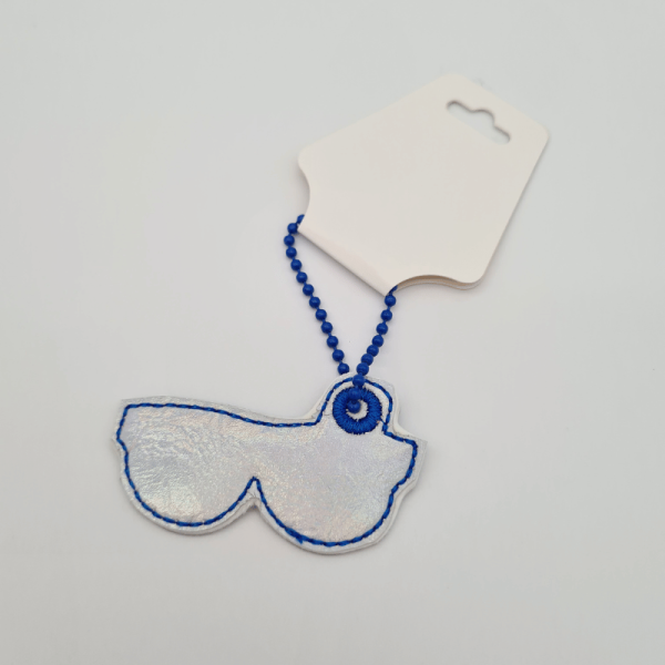 Kleiner Anhänger Brille #7 silber/blau